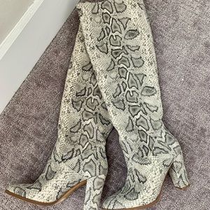 Express Snakeprint Knee High Boots (faux leather)